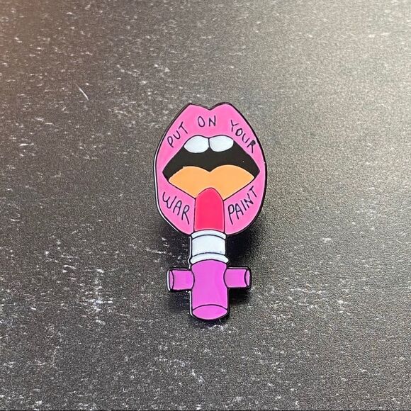 Lipstick War Paint Enamel Pin/ Brooch Lapel - Picture 2 of 6